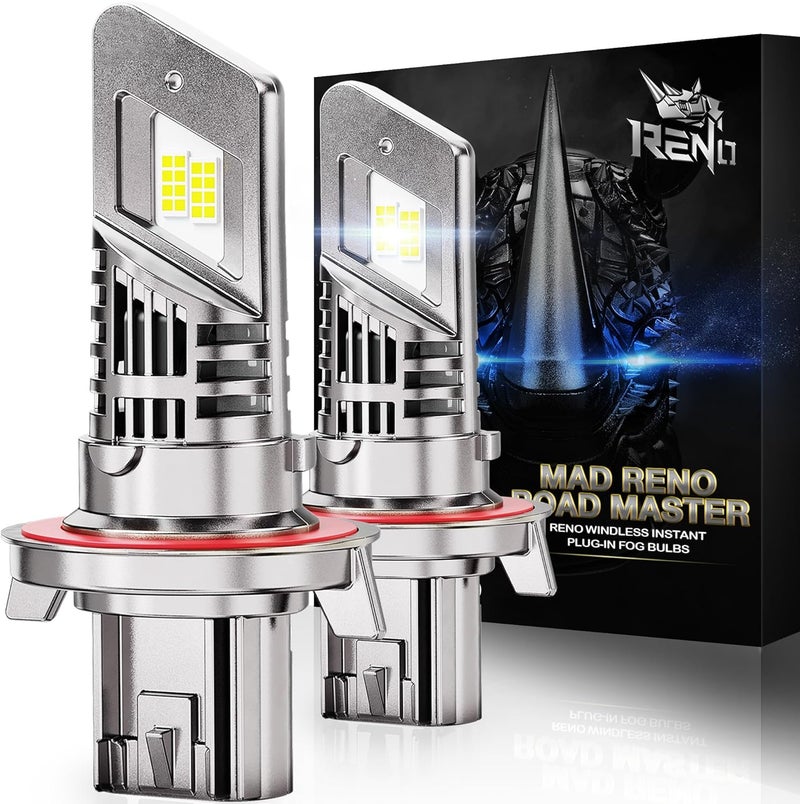 Reno H13 Bulb, 9008 H13 Fog Bulb 1:1 Mini Size 6000K with Fan, Quick Install Fog Light Plug-N-Play, Pack of 2 - Image 1